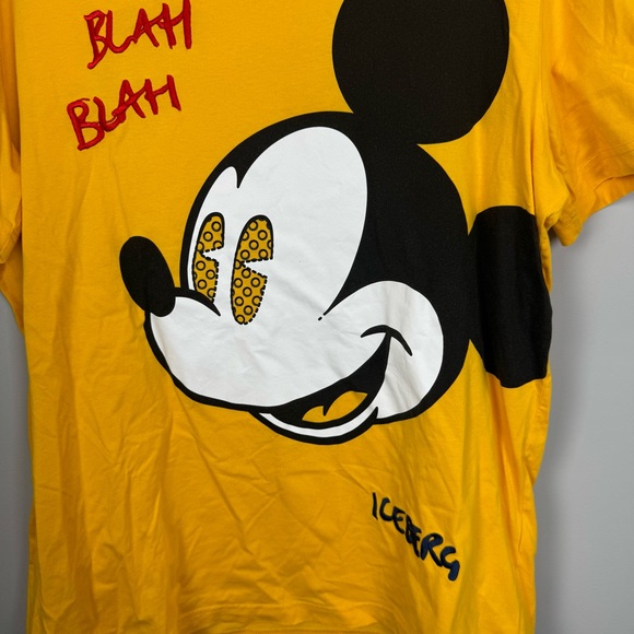 ICEBERG | Blah Blah Mickey Face Yellow Graphic T-Shirt Men’s Size Large - Picture 8 of 14